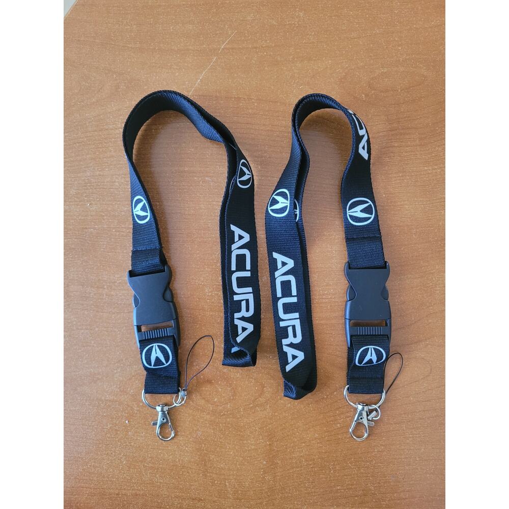 (X2) Best Car Key Holder Brand Acura Black One Size Lanyards with Metal Clips